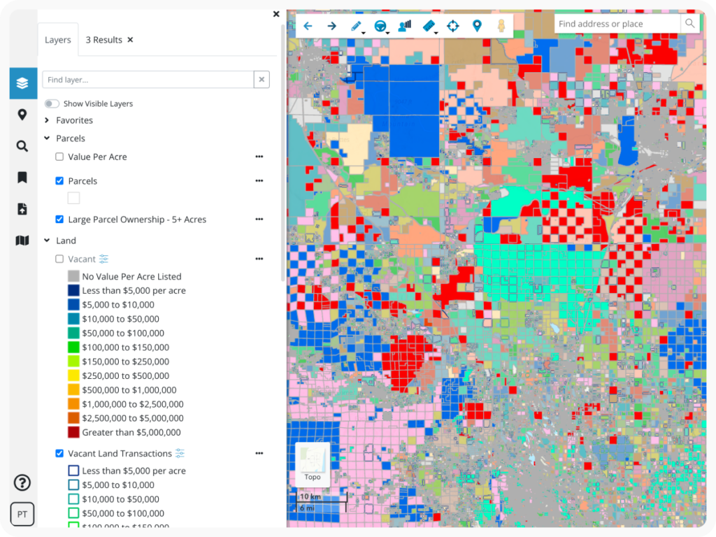 Software image of GIS parcel and large-parcel datasets
