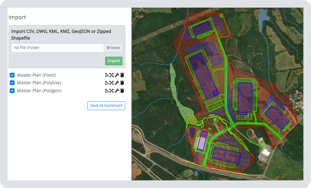 Master plans for land development being imported into GIS software