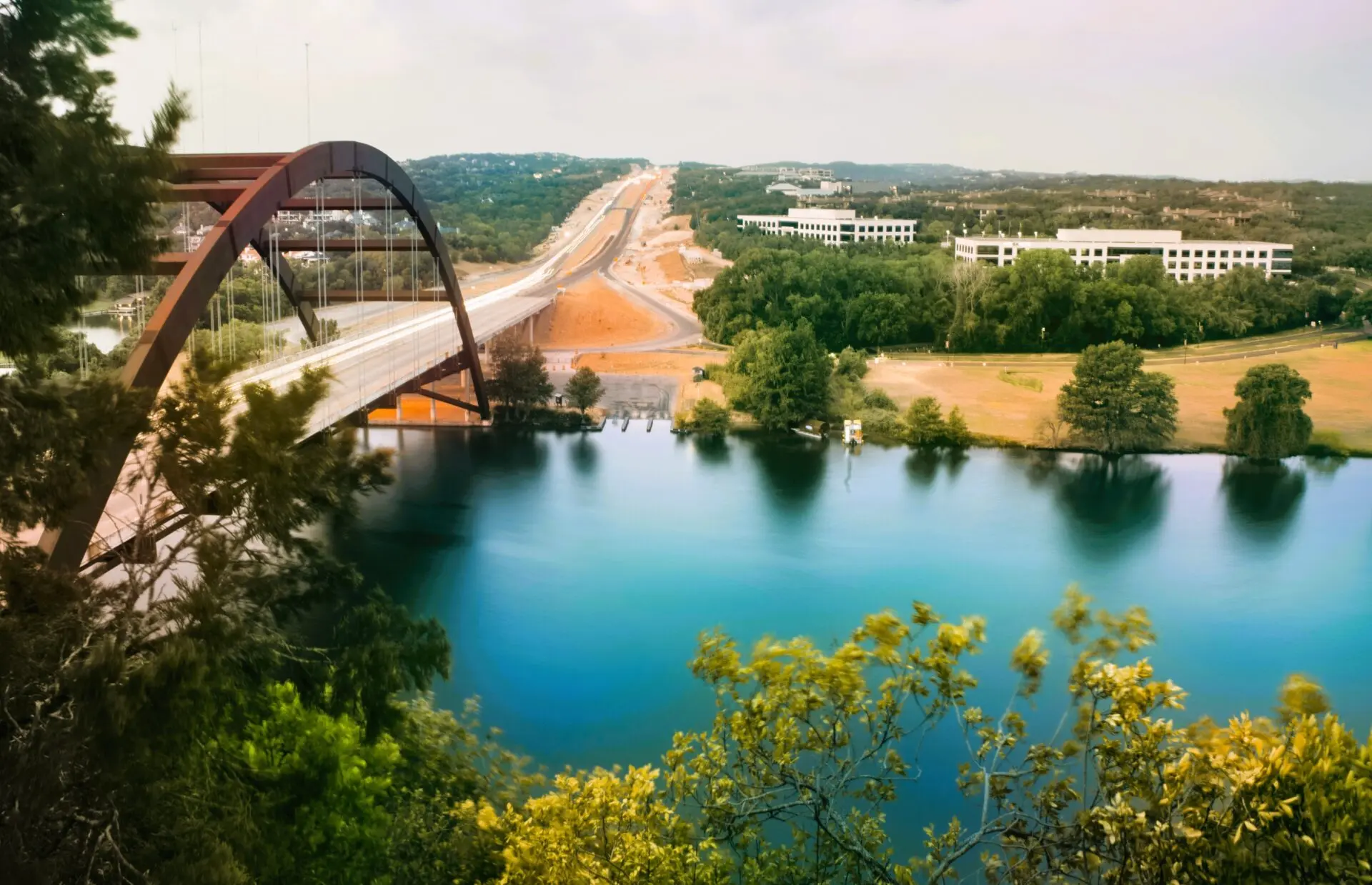 360 Bridge in Austin, Texas, surrounded by vacant land for development