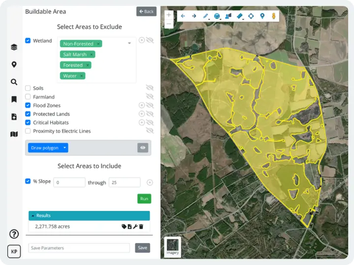 Latapult's buildable area mapping tool