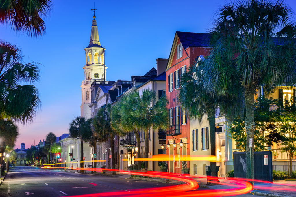 Downtown Charleston, South Carolina in the evening