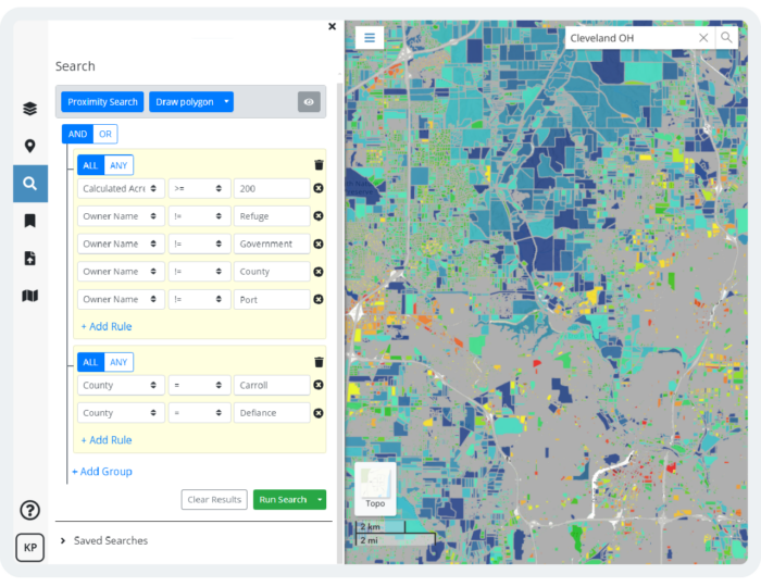 Latapult's site search tool evaluating land in Cleveland, Ohio