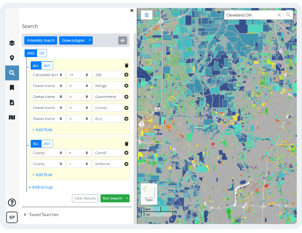 Latapult's site search tool evaluating land in Cleveland, Ohio